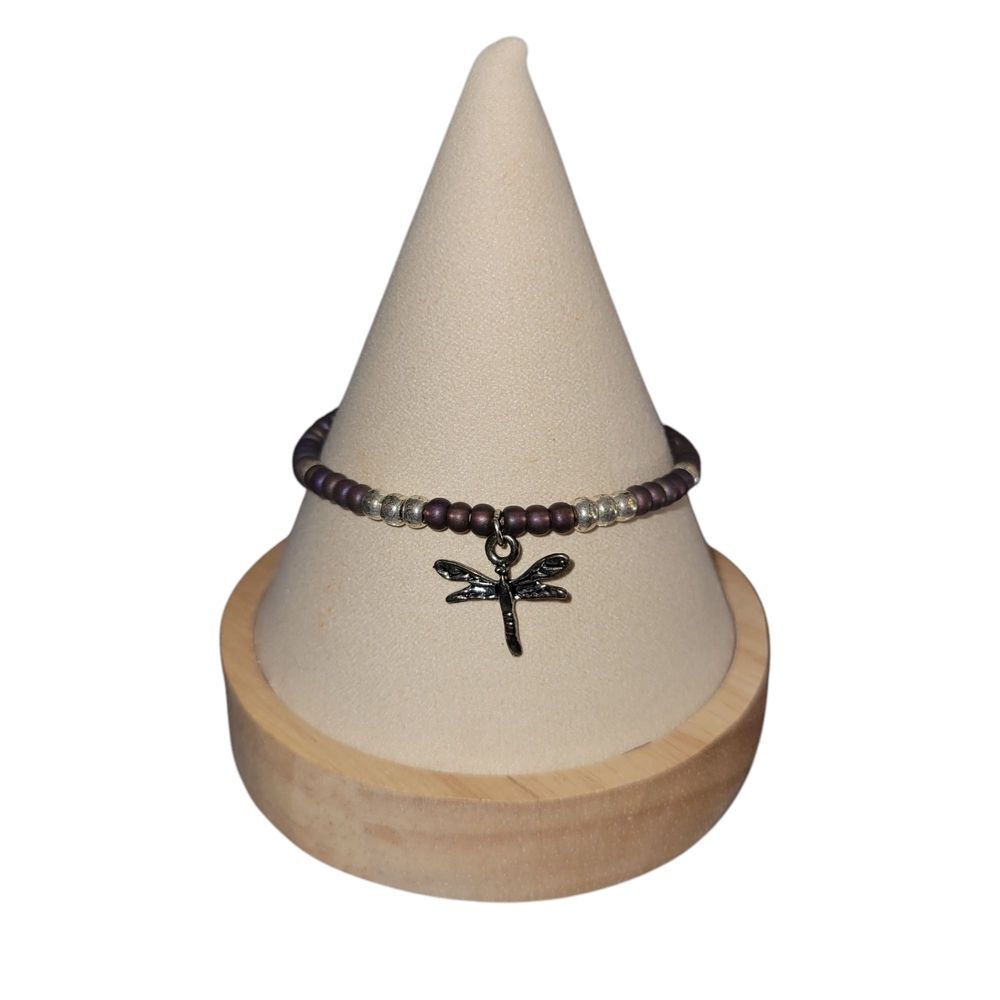 Elegant Silver and Brown Dragonfly Bracelet